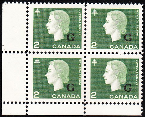 Canada 1963 MNH Sc #O47i 2c Cameo with ´Blunt G´ overprint on LL stamp LL P...