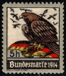 1914 WW I German Poster Stamp 5 Heller Federal Propaganda Stamp