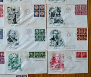 1954-1958 US Assorted lot of 21 Liberty Issue FDCs by Artmaster, all different