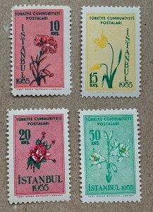Turkey 1955 Flower Show, MNH. Scott 1154-1157, CV $3.95