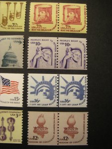 AMERICANA Series Coils - Scott 1613//1816 - MNH Line Pairs, Nice Group