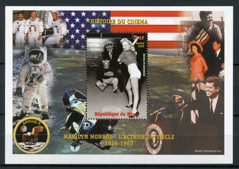 Niger 1999 MNH Marilyn Monroe Stamps Baseball Actresses Celebrities JFK 1v M/S