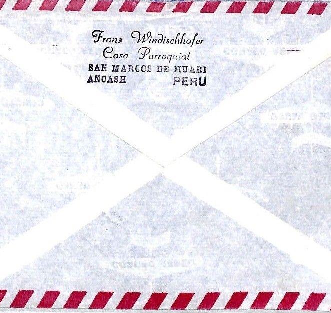 PERU Cover *ANCASH* MISSIONARY CACHET Air Mail MIVA Austria 1979 CM151