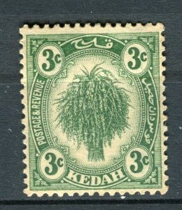 MALAYA KEDAH; 1920s early Rice Pictorial issue Mint hinged 3c. value