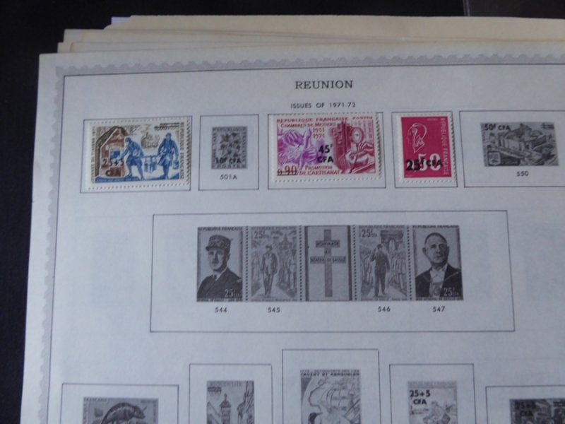 Reunion 1891-1973 Stamp Collection on Album Pages