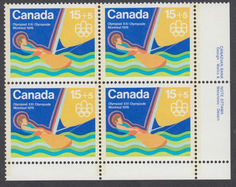 Canada - #B6 Semi Postal Olympic Water Sports Plate Block - MNH