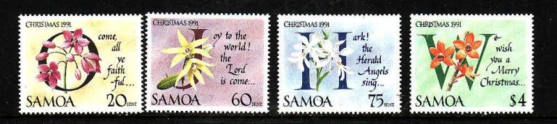Samoa-Sc#793-6-Unused NH set-Flowers-Christmas carols-Orchids-1991-