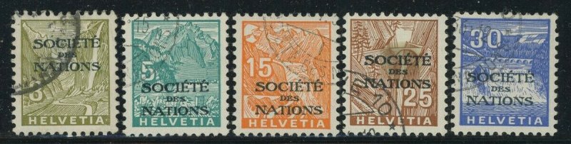 Switzerland 1934 League of Nations Officials set Sc# 2O42-46 used