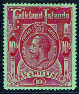 FALKLAND ISLANDS 1914 10s red on green very fine - 41972