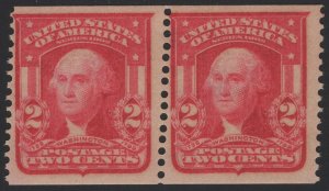 #320b Pair Scarlet Color, F-VF OG NH w/APS Cert - Very Scarce