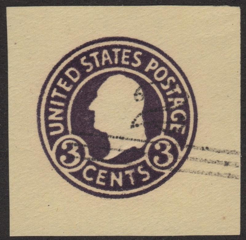 SC#U449 2¢ on 3¢ Surcharged Washington Cut Square (1920) Unused