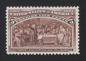 US #234 1893 Chocolate Perf 12 Mint OG LH VF SCV $60