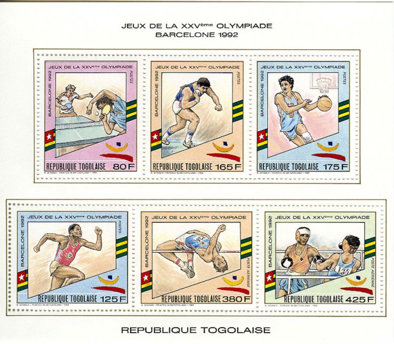 Togo 1989 Imperf. Olympic Games Barcelona 1992 (1299) Collective Block N° 2112