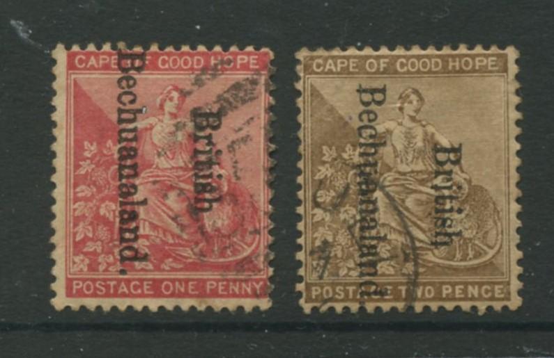 Bechuanaland- Scott 38-39 -Overprint Issue -1893- Used - 1p and 2p Stamps