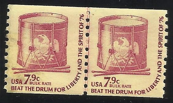 1615 7.9c Coil Line Pair MNH F/VF Centering Bit of gum disturbance left edge