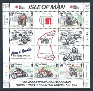 Isle of Man #476b NH Tourist Trophy - Motorcycles SS Ovptd. PhilaNippon