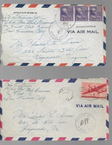 U.S. WW II 3 Covers & 1 Post Card sent by Navy Personnel