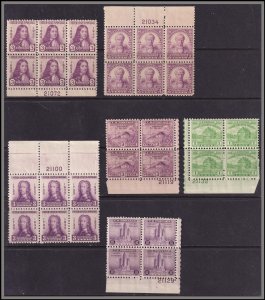 #xOther Mint NH, VF, #724-#729 plate number blocks of 4 & 6 (CV $60) (CV $ - ...