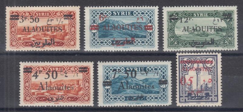 Alaouites Sc 38//46 MLH. 1925-1928 stamps of Syria ovpted for Alaouites, 6 diff