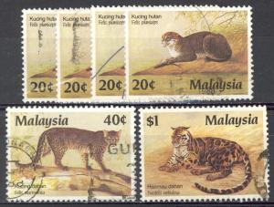 Malaysia Sc# 369-371 Used 1987 Protected Wildcats