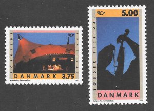 Denmark Scott 1031-32 MNHOG - 1995 Roskilde and Tonder Festivals - SCV $3.85