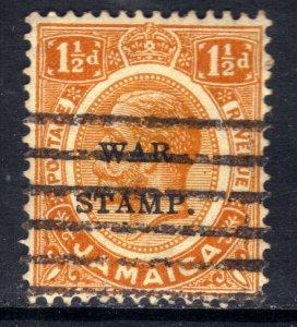 Jamaica 1916 KGV 1 1/2d Orange Used Ovpt WAR STAMP SG 71 ( C995 )