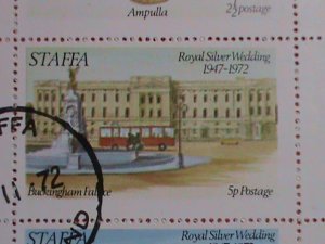 STAFFA-SCOTLAND STAMP:1972 AIRMAIL- ROYAL SILVER WEDDING-CTO MNH SHEET