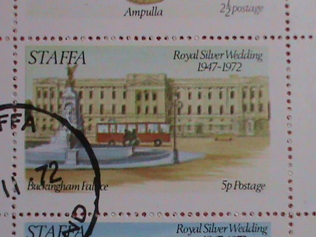 STAFFA-SCOTLAND STAMP:1972 AIRMAIL- ROYAL SILVER WEDDING-CTO MNH SHEET