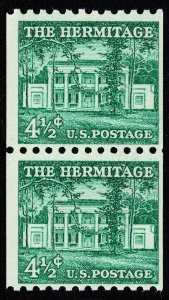 US 1059 MNH F/VF 4-1/2 Cent The Hermitage Coil Pair