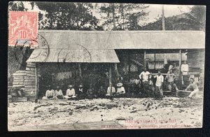 1911 Tahiti RPPC postcard Cover To St Gallier France Natives Packing Oranges