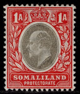 SOMALILAND PROTECTORATE EDVII SG33, 1a grey-black & red, LH MINT. Cat £19.