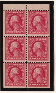 1908 Washington 2c booklet pane Sc 332a MNH full OG (C2