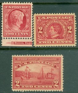 EDW1949SELL : USA 1909 Scott #367, 70, 72 Very Fine, Mint Never Hinged. Cat $45.