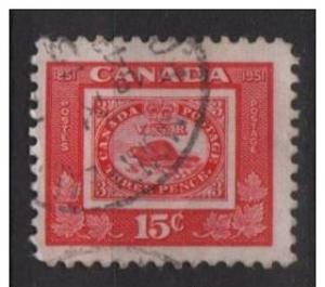 Canada  1951 - Scott 314 used - 15c, Three penny beaver 