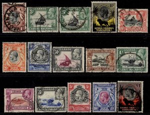 KENYA UGANDA TANGANYIKA GV SG110-123, 1935-37 complete set, USED. Cat £550.