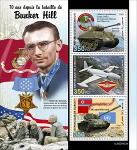 DJIBUTI - 2022 - Battle of Bunker Hill - Perf 3v Sheet - Mint Never Hinged