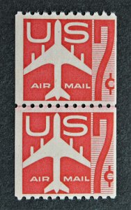 US #Sc C61 MNH Joint Line Pair 1960 7c Carmine Jet