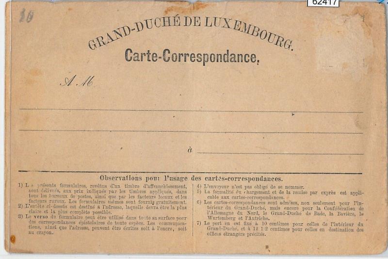 62417  - LUXEMBOURG - POSTAL STATIONERY CARD - H & G # 2