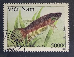 Vietnam 1992 Scott 2406 CTO - 5000d,   Siamese Fighting Fish