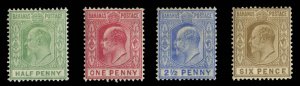 Bahamas #44-47 Cat$101.25, 1906-11 KEVII, set of four, hinged