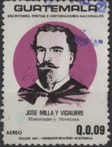 Guatemala C826 (used) 9c José Milla e Vidaurre, writer (1987)