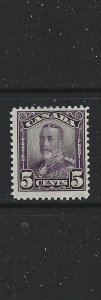 CANADA - 1928 - FIVE CENT KING GEORGE V SCROLL ISSUE - SCOTT 153 - MNH