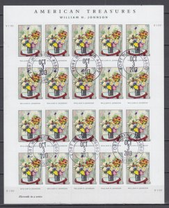 ​(FZ12) USA Sc#4653 William H. Johnson Full Sheet of 20 stamps VF Used