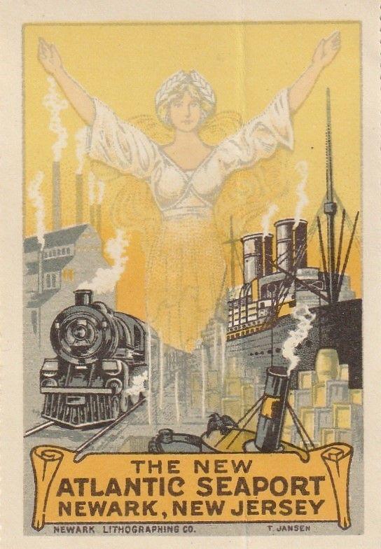 Great The New Atlantic Seaport, Newark, New Jersey poster Stamp. C1930's