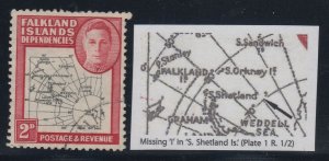 Falkland Islands, SG G3b, used Missing I variety