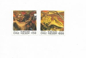 CHILE YEAR 1997 SIQUEIROS DAVID MURAL ART PAINTING SET OF 2 MINT NH SC 1212/13