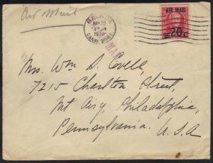 U.S.-CANAL ZONE 1930 AIR MAIL BALBOA TO PHILADELPHIA