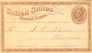 United States Wisconsin Taylor c1875 ms  1c Brown Liberty Postal Card  Pinhol...