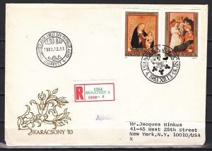 Hungary, Scott cat. 2825-2826. Religious Art, IMPERF issue. First day cover. ^