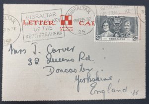 1915 Gibraltar Slogan Cancel Postcard Cover To Doncaster England Canadian Pacifi